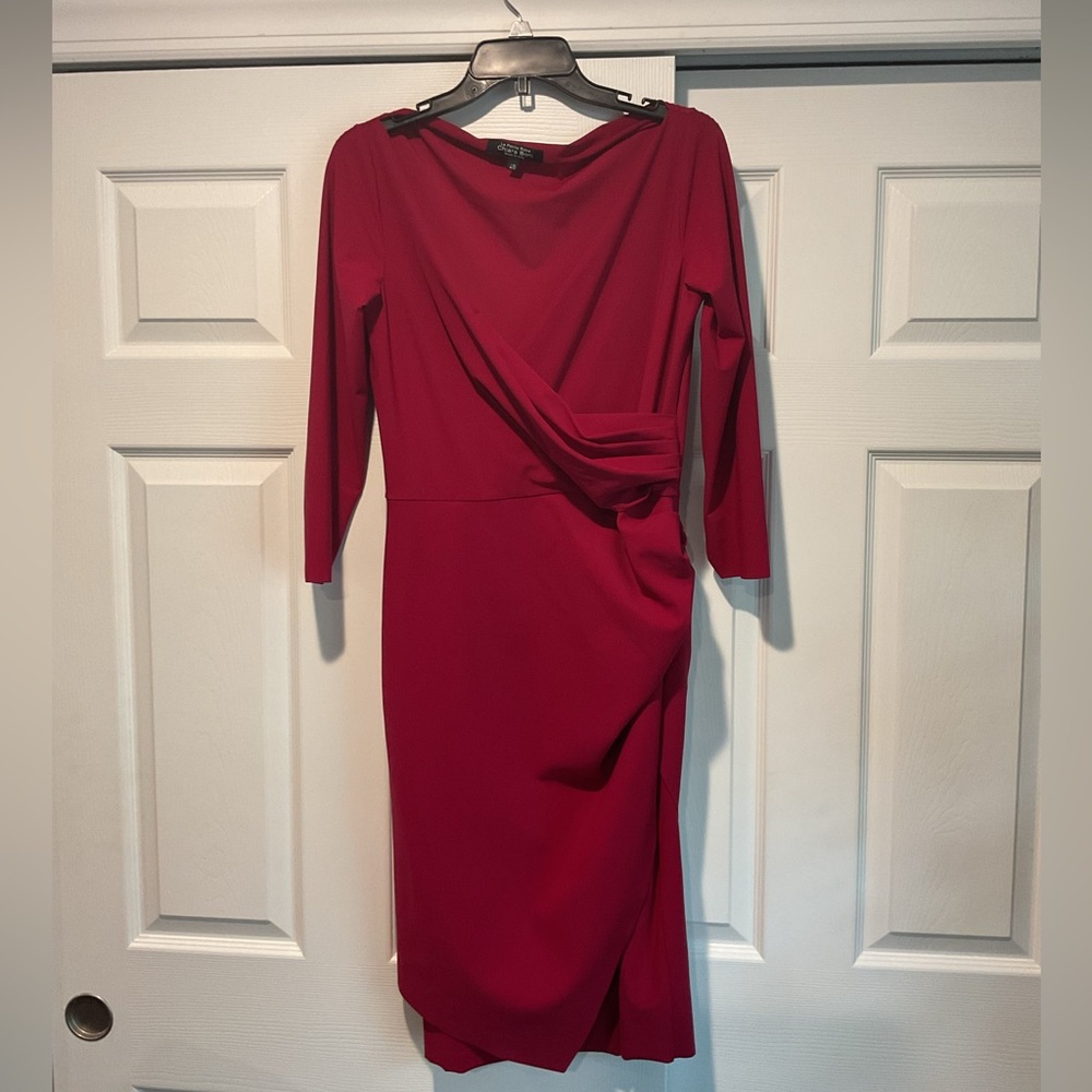 Chiara Boni Raspberry-Pink Midi Dress with Draped Detail